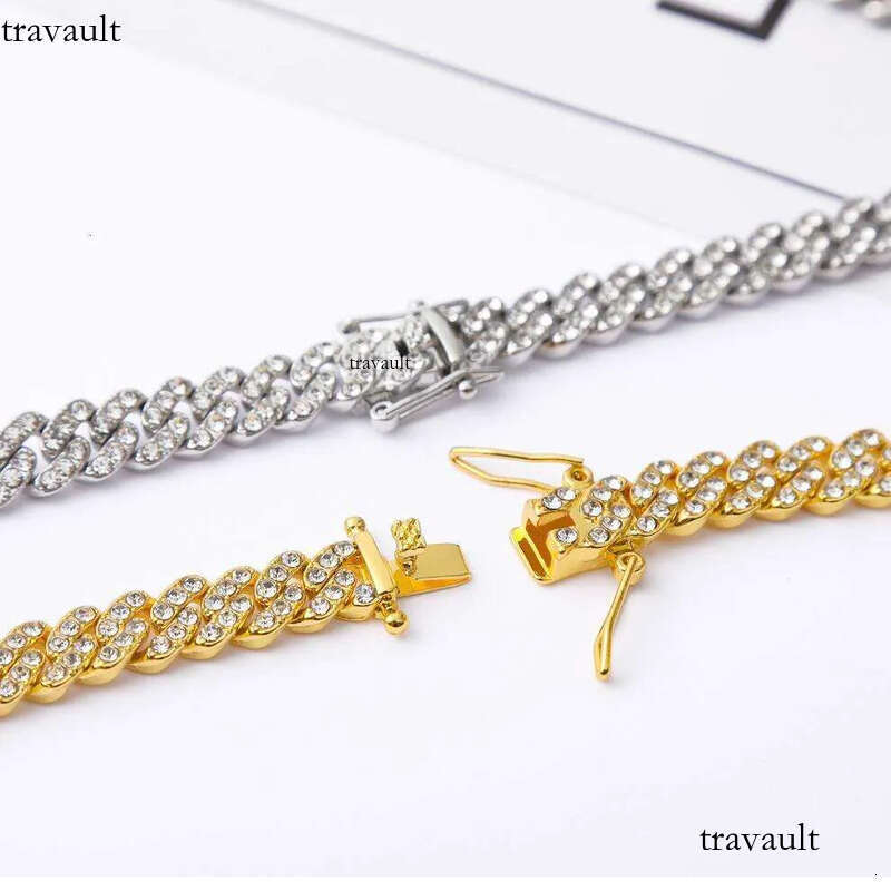 DHCollections Cuban Link Chain for Men Women 9mm Wide Iced Out Rhinestone Bling Fashion Jewelry Hip Hop Style Sier Necklace Adjustable