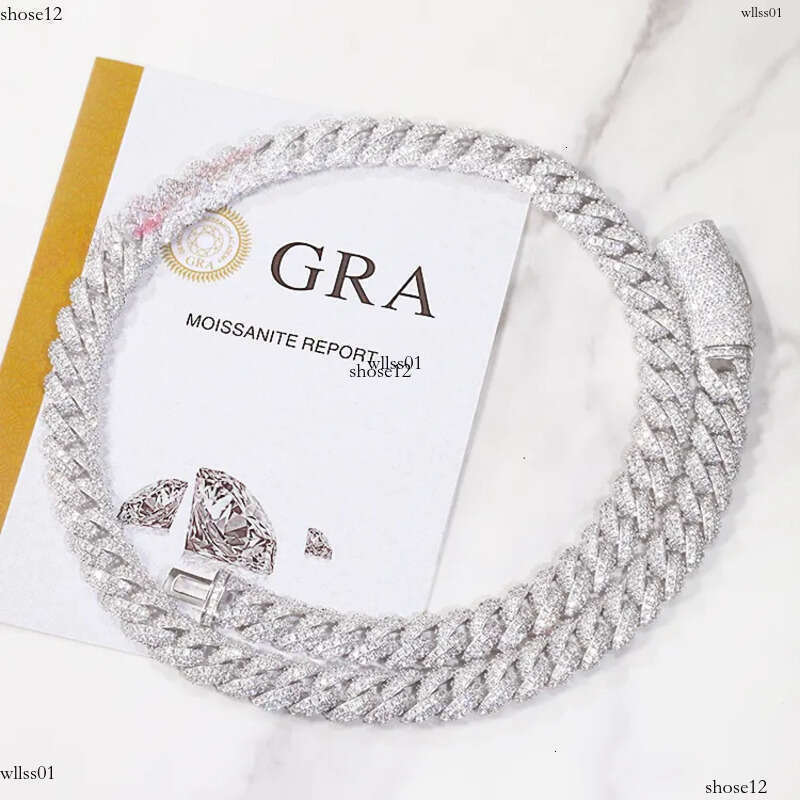 Hot Sale Mossanite 2 Rows 6mm 9mm 13mm Sterling Sier Hip Hop Necklace VVS Moissanite Cuban Link Chain