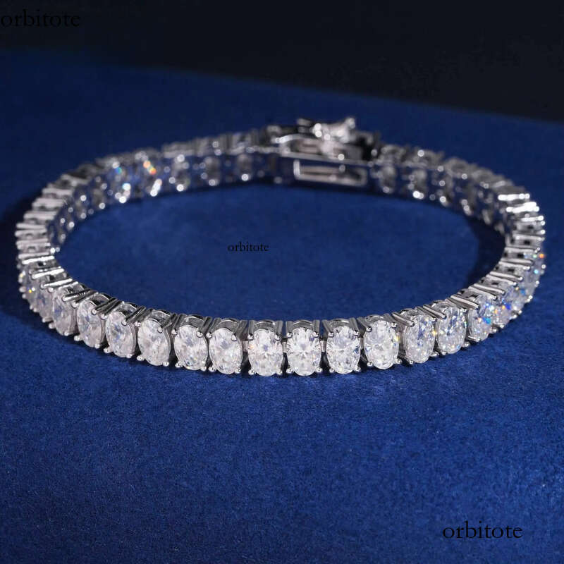 GRA Certification Oval Cut 4X6mm Fancy Shape Chain Sier Moissanite Tennis Necklace Rapper Jewelry 4b