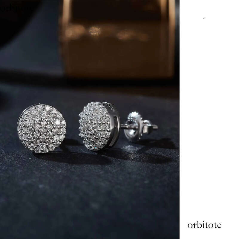 Sterling Sier Moissanite Dia Stud Earrings Classic Style Screw Back with Iced Rhodium Plating Fine Jewelry e7
