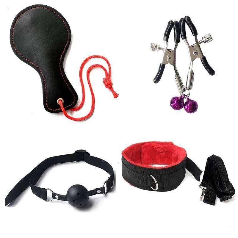 BDSM Kits Bondage Set Handcuffs Gag Whip Nipple Clamps Erotic Toys for Women Couples Adult Sex Shop Anal Butt Plug Tail 666