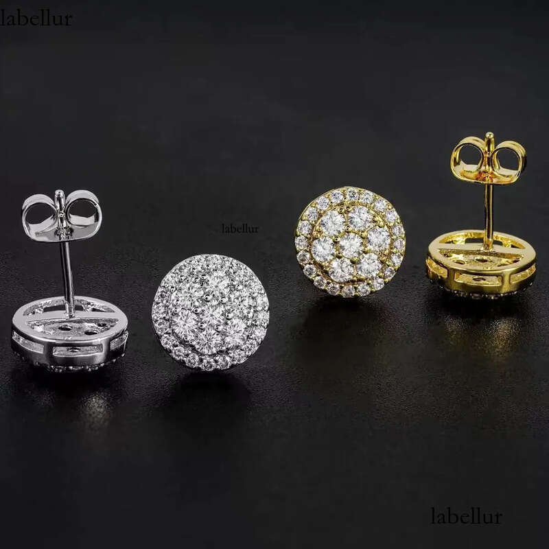 Hot Wholesale Unique Small Fancy Shiny 10K Real Gold Dia Moissanite Stud Earrings For Men de