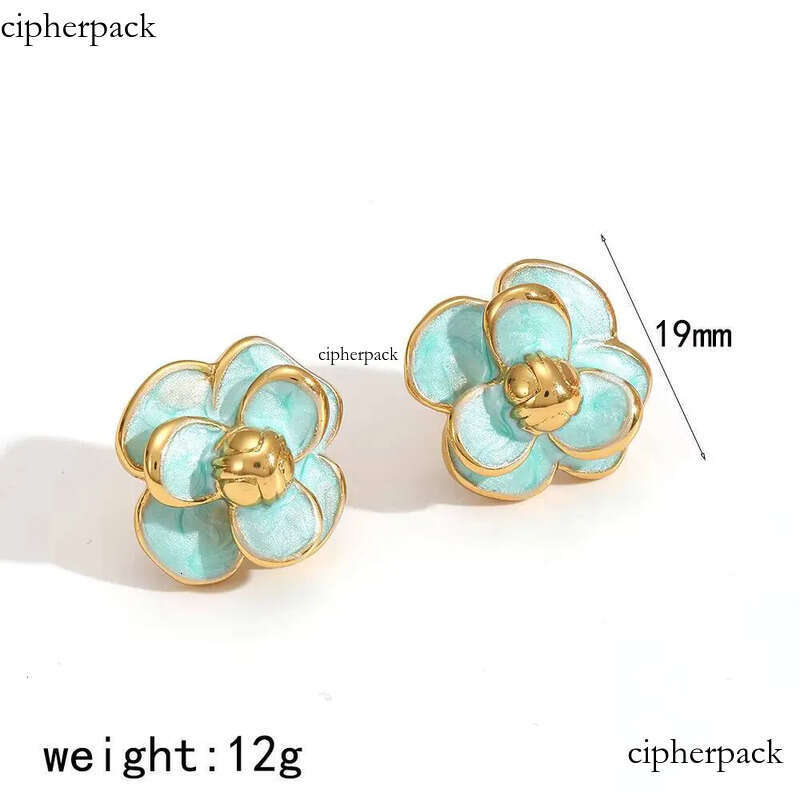 Ins Style Drip Oil Multi Color Earrings Versatile Temperament Flower Earring for Women High-End Feel Quality Fashion Jewelry 21