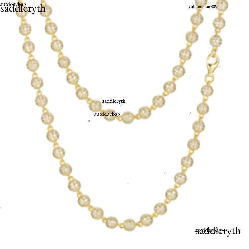 New Hip Hop Jewelry Rapper's 5mm Sterg Sier VVS Moissanite Dia Iced Out Bead k Chain Necklace For Men fc