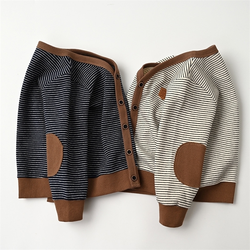 Cardigan Children Knit Cardigan Spring Autumn Boys Sweaters V-neck Striped Kids Knitting Sweater Jacket BB180 230919