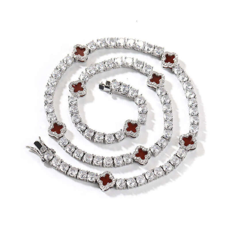 Bracelet Chain Jewelry Set Hip Hop Iced Out Four-leaf clover dia studded tennis necklace women's exquisite high-grade clavicular chain accessorie