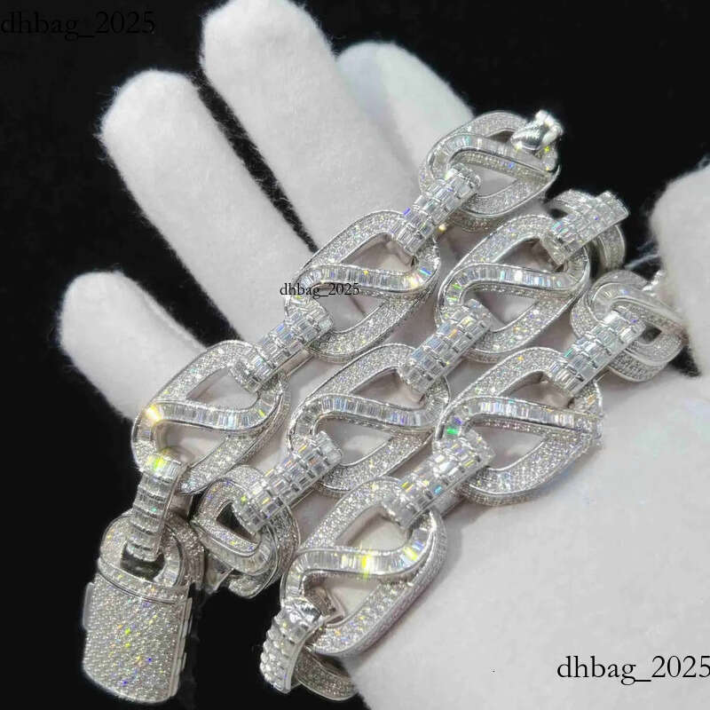 American Custom Hip Hop Fine Jewelry Necklace Bracelet Sier Iced Out Vvs Moissanite Dia Cuban Link Chain