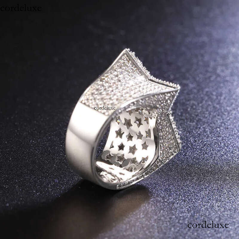 RTS ring S sier iced out hip hop jewelry white gold plated vvs moissanite dia cuban star rings 15
