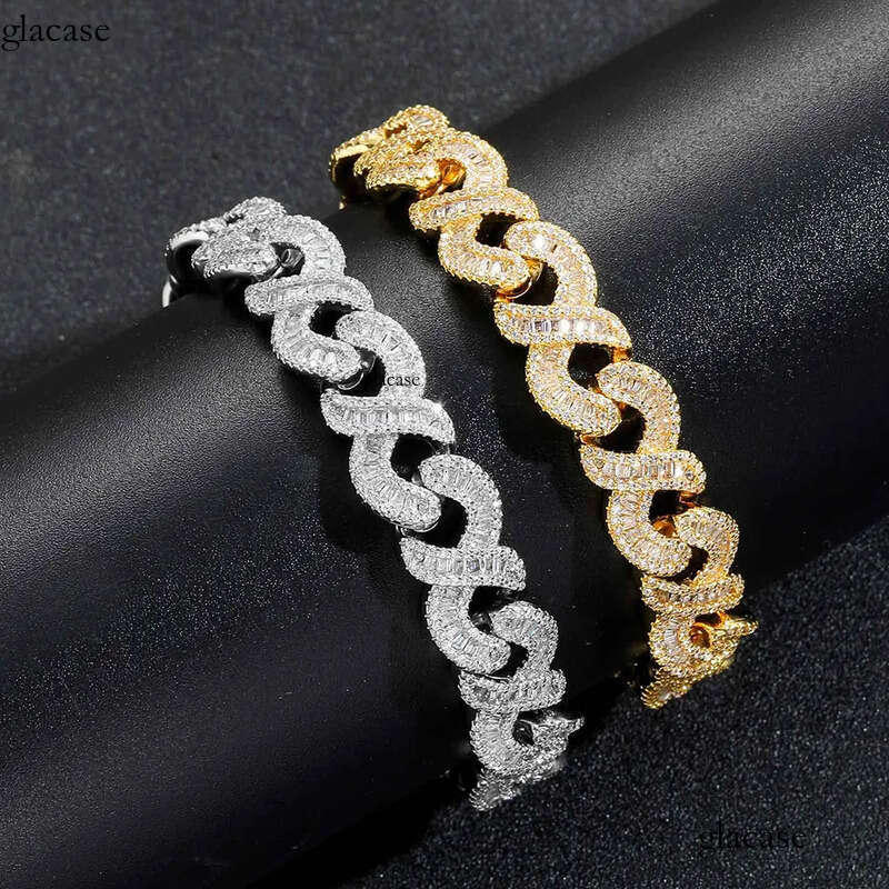 12mm Hip Hop 8 Shape Cuban Chain Necklace Bracelets 5A T Zircon Mens Jewelry Gift 9d