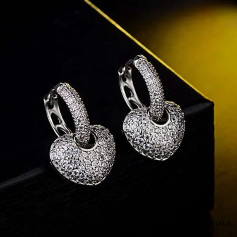 Brand New Jewelry T White&Rose Gold Filled Pave Full White Sapphire CZ Dia Women Drop Earring For Lovers' Gift With Box 2d