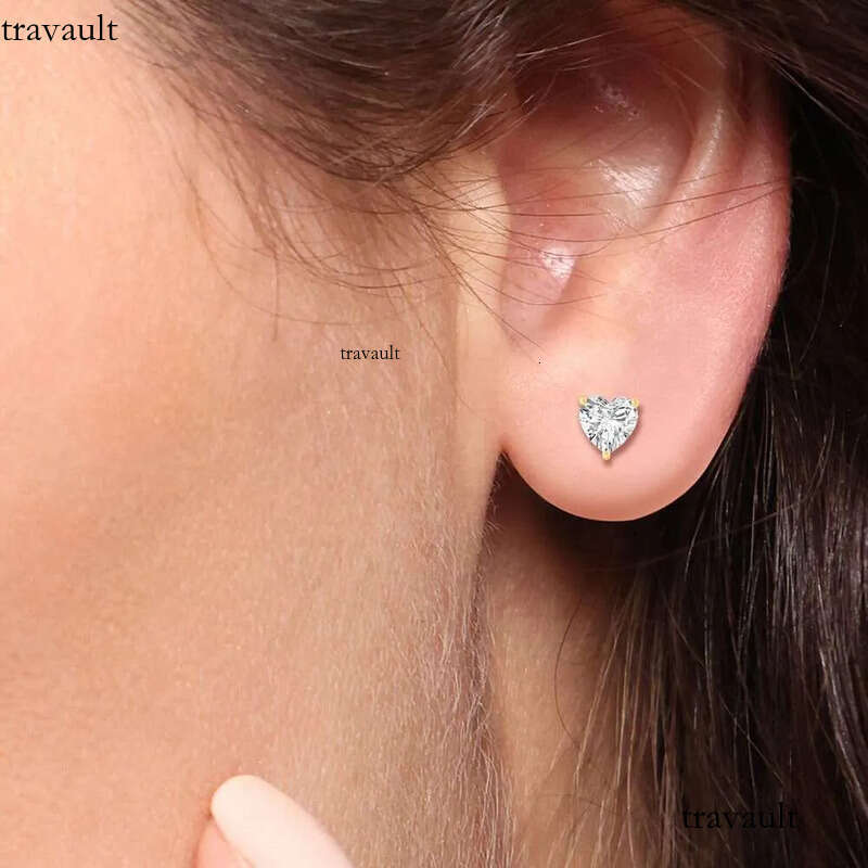 heart shaped cutting moissanite for women solid sterling sier stud earrings gold plated mens earring designer jewelry valentines day gift