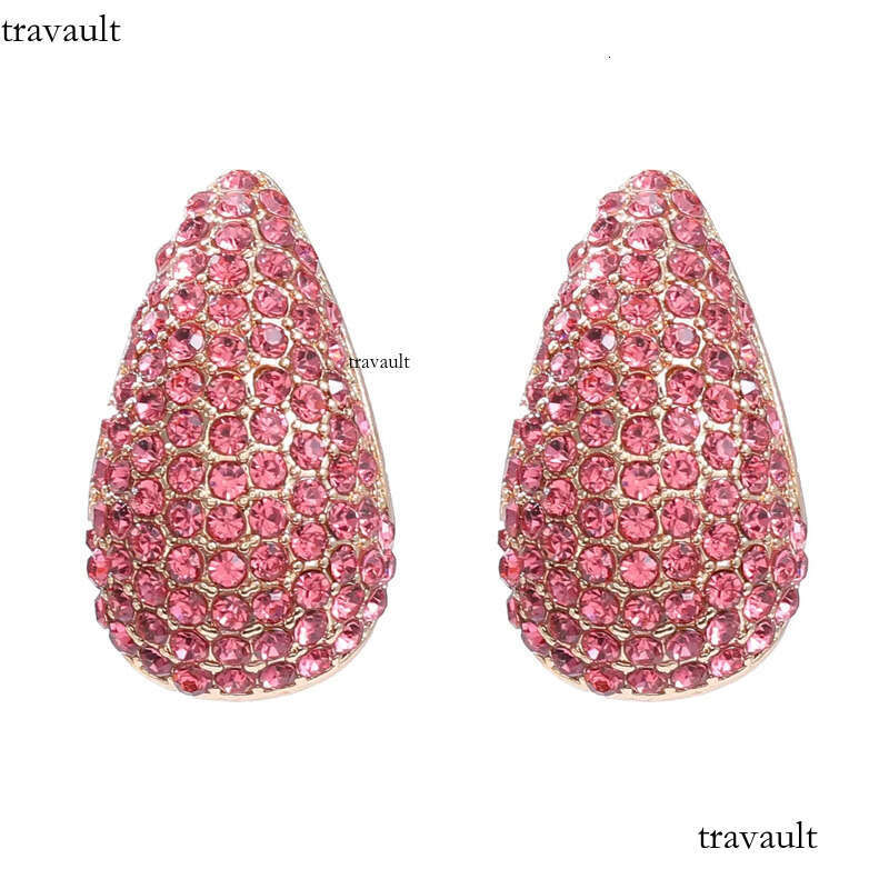 Multicolour Crystal Gold Plated Studs Women Water Drop Stud Earrings Wind Rhinestone Wedding Jewelry Gifts 7Colors