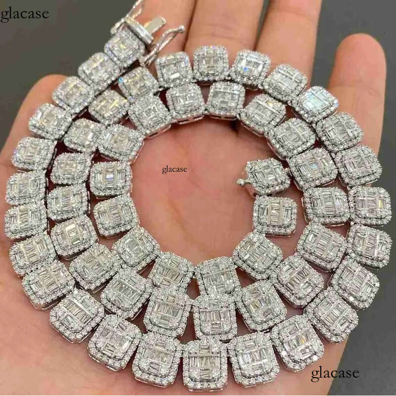 5mm Colorless Moissanite Chain Passes Dia Tester Sterling Sier Tennis Necklace For Men And Women 02