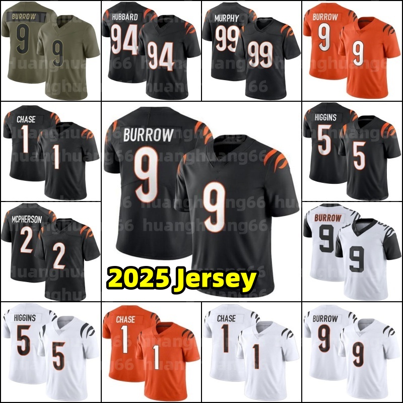 9 Joe Burrow 1 Ja'Marr Chase Football Jersey Flacco Tee Higgins Trey Hendrickson Brown Logan Wilson Andrei Iosivas Desmond Ridder Shemar Stewart Demetrius Knight Jr