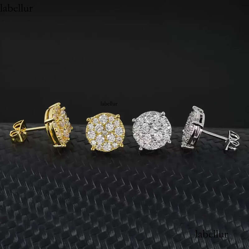 Hot Wholesale Unique Small Fancy Shiny 10K Real Gold Dia Moissanite Stud Earrings For Men de