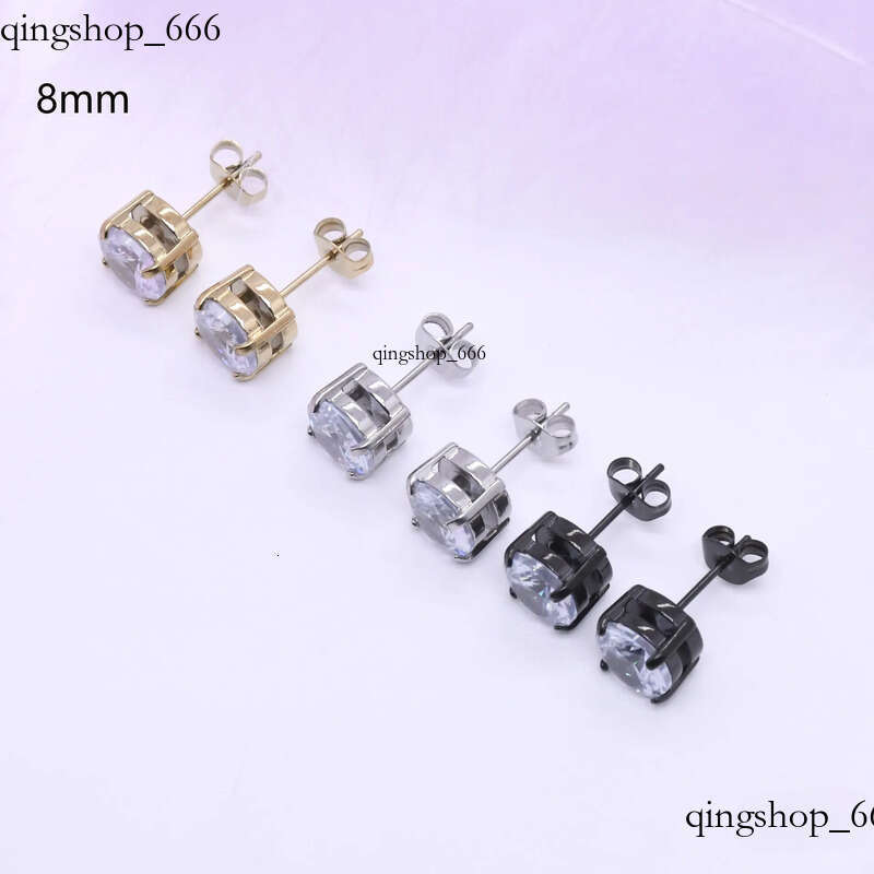 Stainless Steel Four-Prong Inlaid Zircon Crystal Simple Personality Small Earrings 56