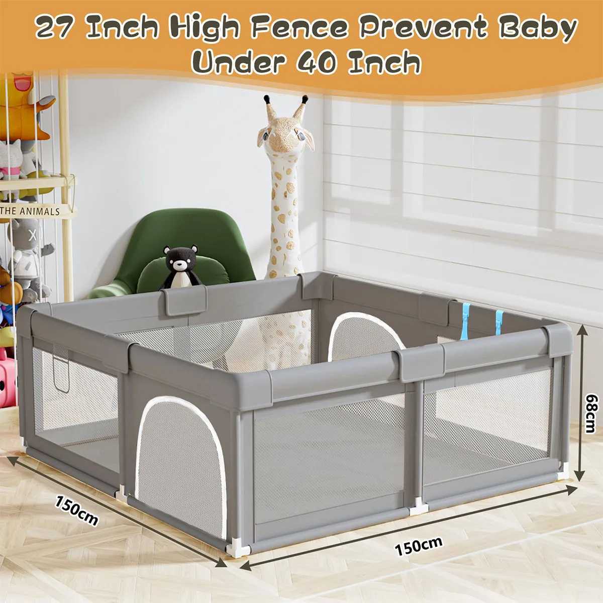 150CM Baby Playground Baby Toddler Playpen Thickened Steel Pipe Cloth Anticollision Playpen Baby Playpen C250929