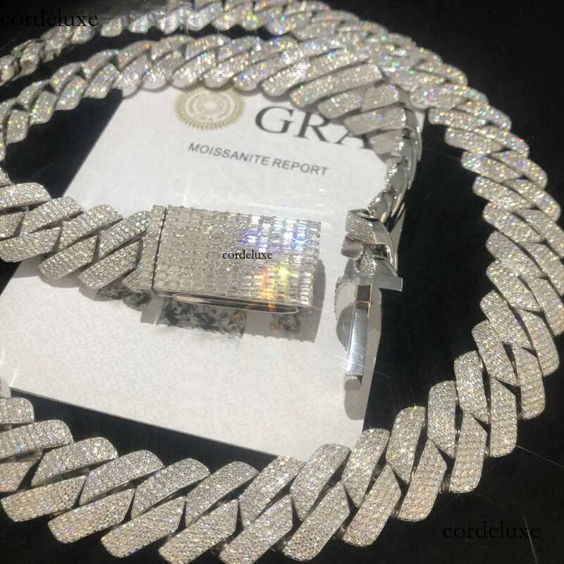 necklace moissanite chain sterling Sier pendant Miami Cuban Chain Moissanite Hip Hop Jewelry necklaces for men 6e
