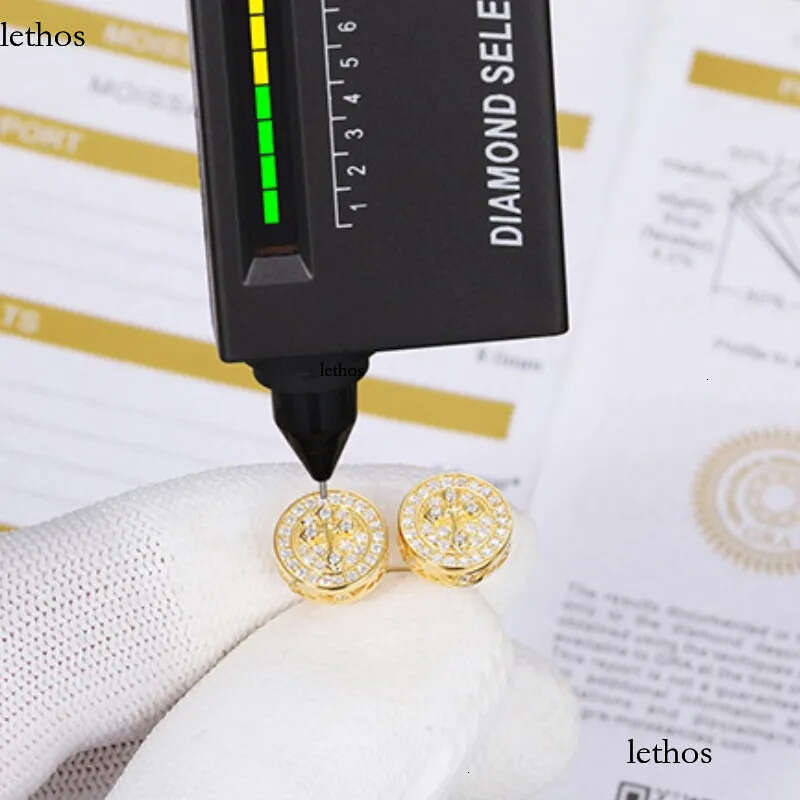 Top Selg Pass Dia Tester Fine Jewelry Sier Cross VVS Moissanite Stud Earrings for Men Women Gift 0a