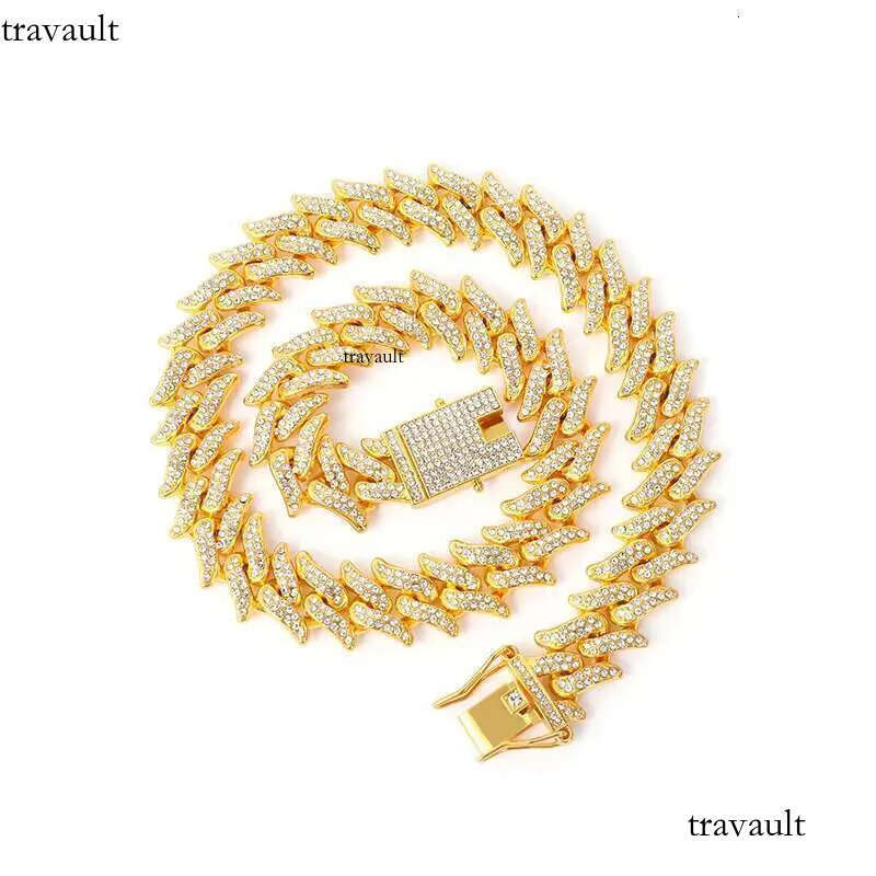 DHcollections Hip Hop Ice Dia Cuban Chain Men's Straight Pull Shining Rap Singer Necklace Jewelry
