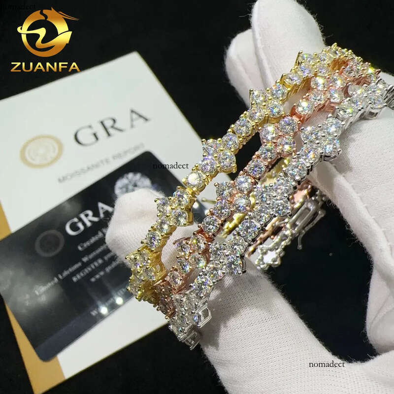 Hot Selling Sterling Sier Lab Dia Iced Out Vvs Moissanite Hip Hop Jewelry Tennis Chain Bracelet 62