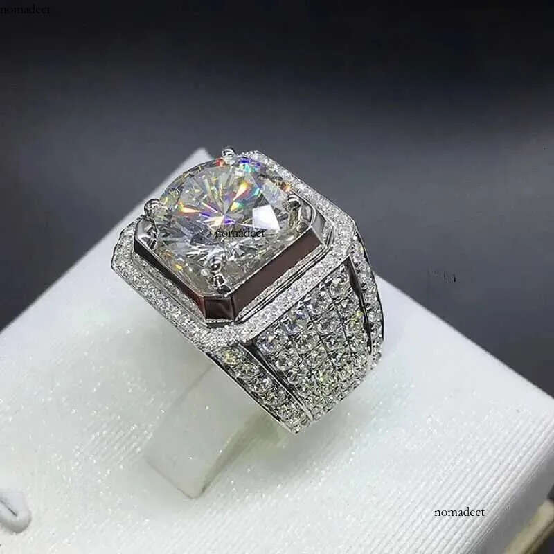 Band 14K Gold Solitaire Male 2ct Lab Dia Moissanite Ring Sier Color Jewelry Engagement Wedding band Rings for men gift J240924 38