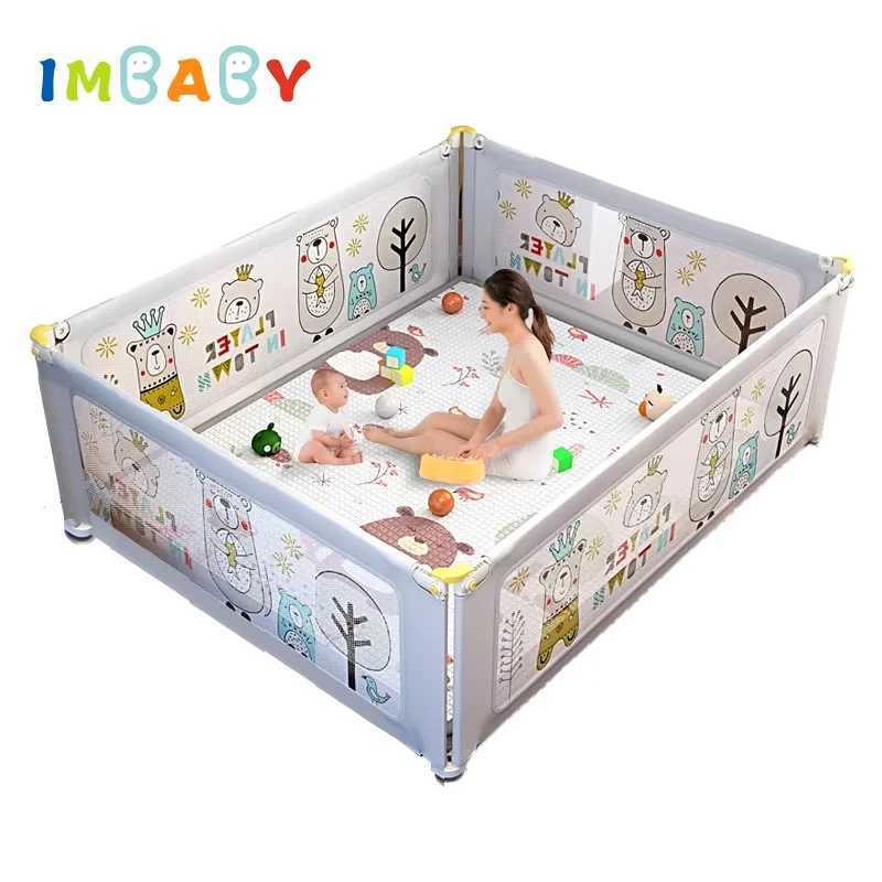 IMBABY Baby Playpens Liftable Baby Fence AntiCollision Cartoon Playpen for Children Fence for Games Ball Pool Baby Playground C250929