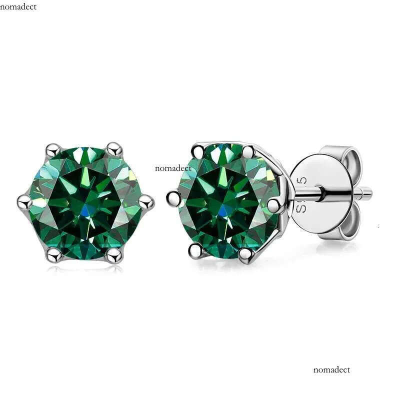 1CT D Color Women's Earrings Purple Green Moissanite Stone S Ear-Studs for Women Man Sparkg Jewerly 7e