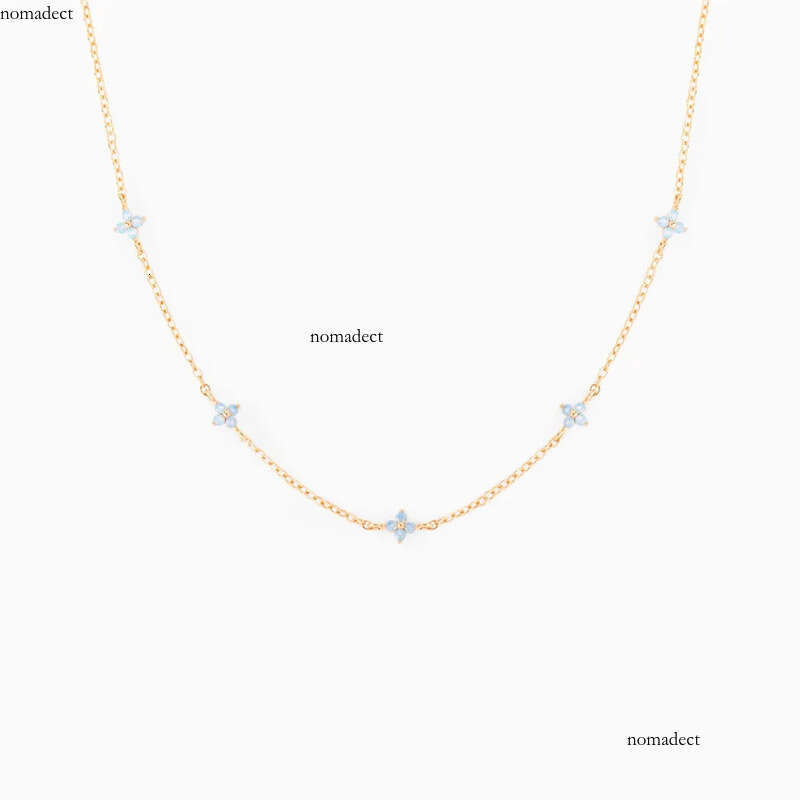 Ins Simple Fashion Flower Pendant Jewelry White Rose Gold Fill Blue Sapphire CZ Dia Gemstones Party Women Clavicle Necklace For Mother Day Gift ce