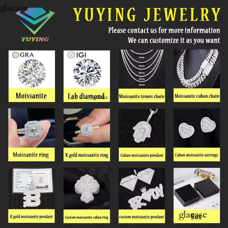 Yu Ying Fine Jewelry Sier Box Moissanite Link Iced Out Cuban Chain for Men Women d9