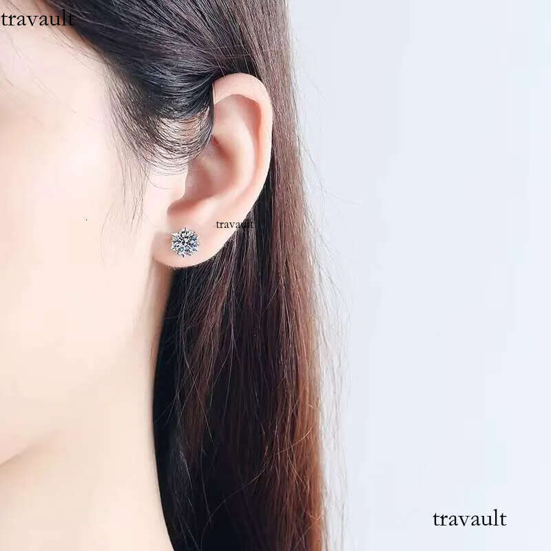 DHCollections Moissanite Stud Earrings Sterling Sier Snowflake Design Passed Dia Test 0.5-2 Ct Perfect Cut for Women Men Hypoallergenic Jewellery Pair