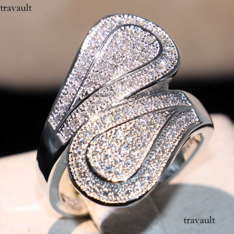Victoria Wiecl Jewelry Sterling Sier Filled Full Pave White Sapphire CZ Dia Office Party Women Wedding Leaf Band Ring Gift