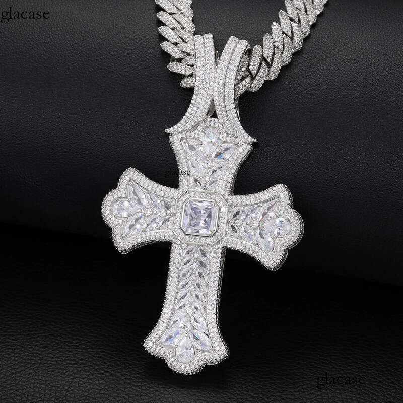 TopBling Hip Hop Full 5A T Zircons Large Cross Pendant Necklace Mens Religious Jewelry 25