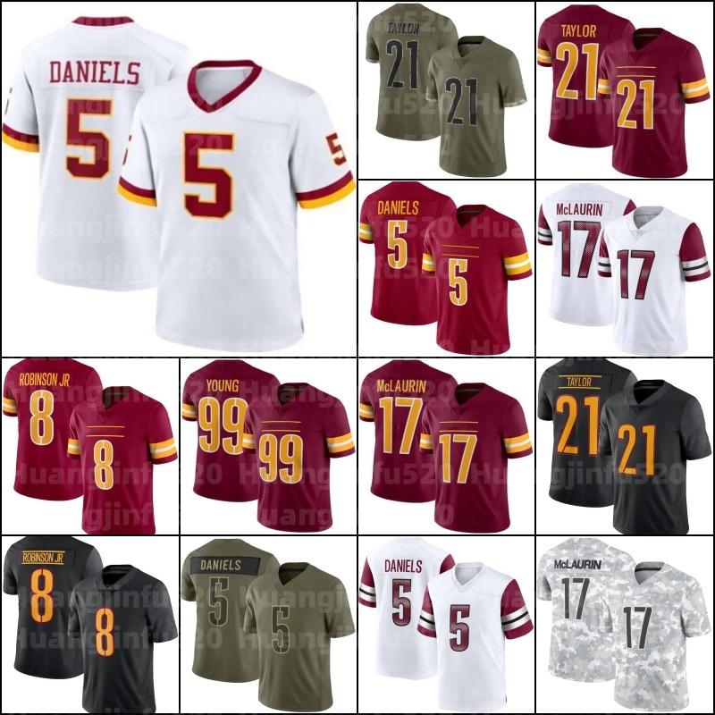 Deebo Samuel Sr 5 Jayden Daniels 17 Terry McLaurin Football Jersey Sean Taylor Frankie Luvu Mike Sainristil Bobby Wagner Zach Ertz Zane Gonzalez Austin Payne