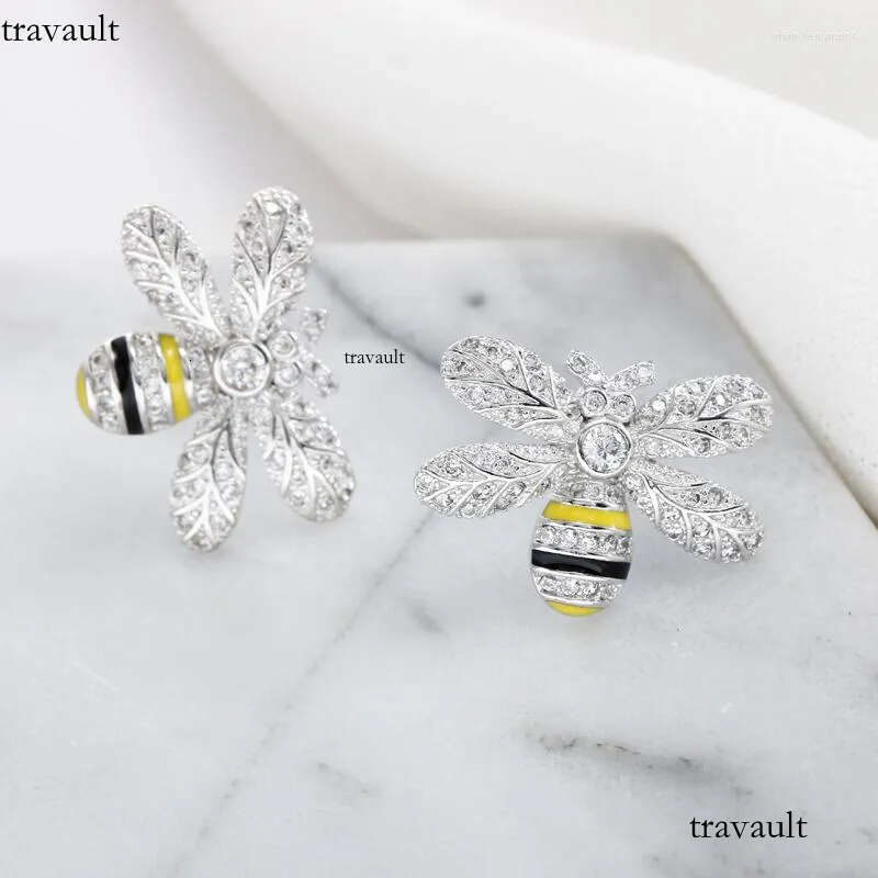 Stud Earrings REETI Sterling Sier Bee Zircon For Women 2023 Trend Personality Lady Fashion Jewelry