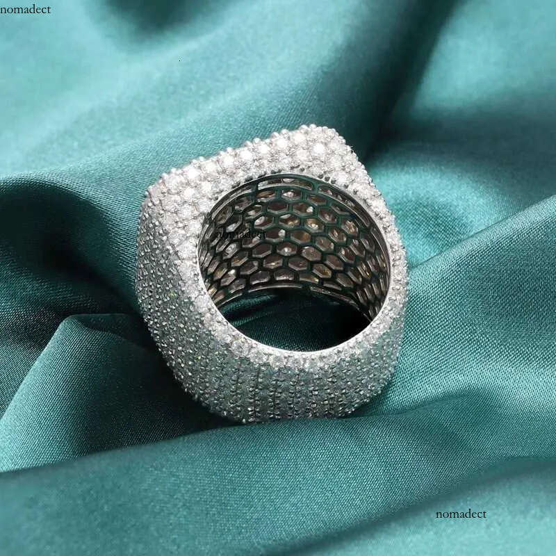 Custom Fine Hip Hop Iced Out Vvs Moissanite Ring Sterg Sier Full Men Hiphop Lab Dia e7