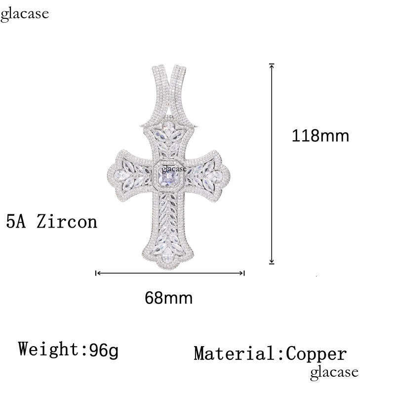 TopBling Hip Hop Full 5A T Zircons Large Cross Pendant Necklace Mens Religious Jewelry 25