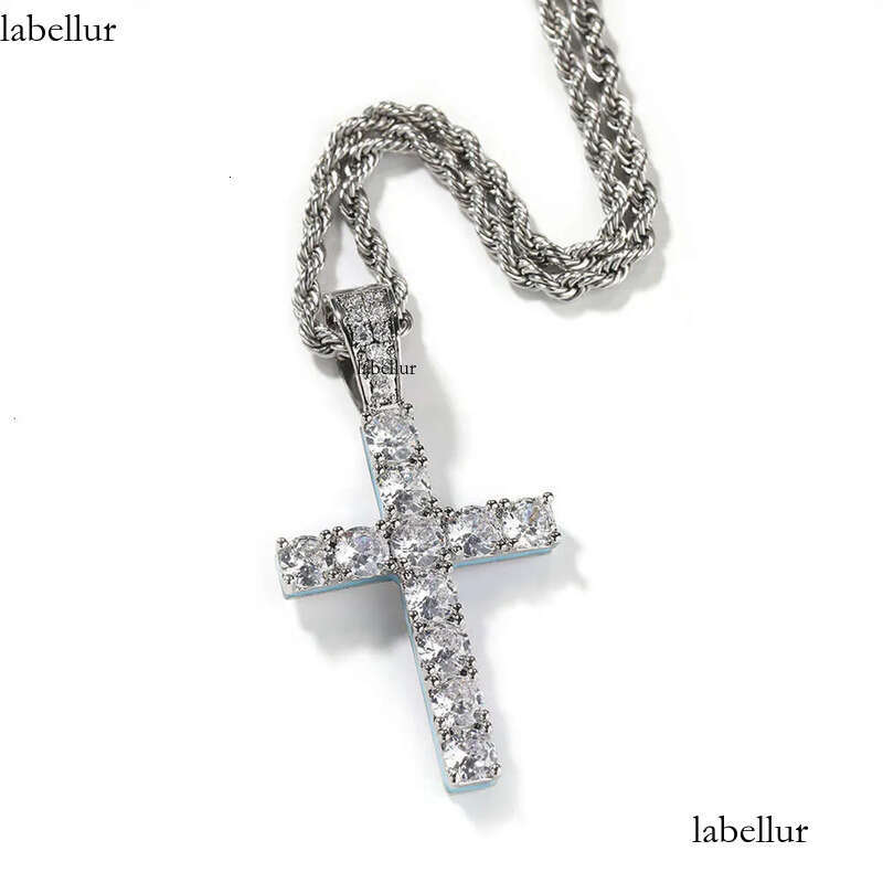 necklace moissanite chain New Cross Personalized Side Glow Set PendantCuban Chain Hip Hop Personality jewelry Moissanite dia 6c