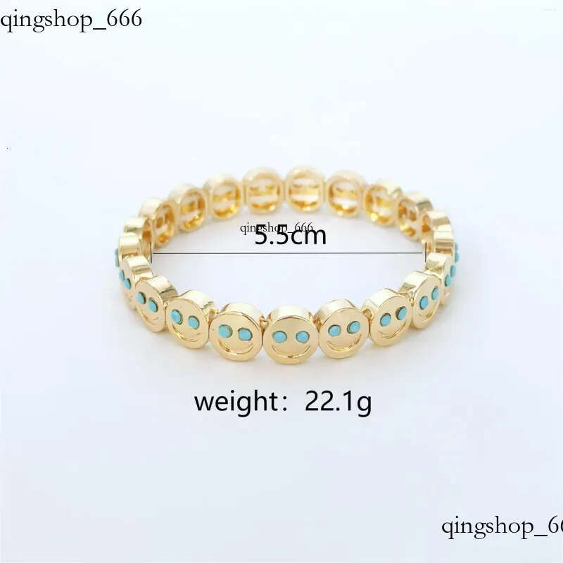 Gold Color Fashion Happy Face Girls Bracelet Cubic Zirconia Beads Golden Women Men Gifts Jewelry Access be