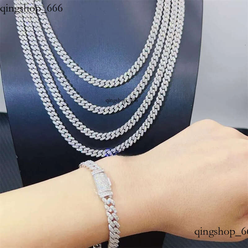 designer hip hop jewelry 8mm 16 18 20 22 inches link necklace VVS GRA Certified moissanite cuban chain 3b