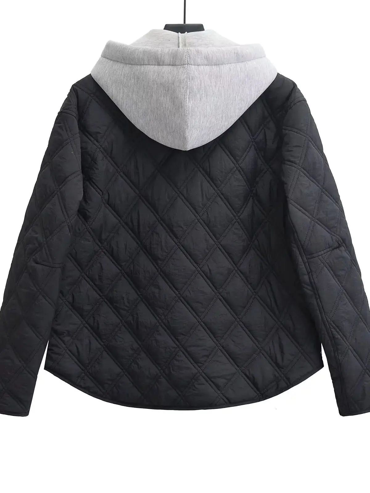 Fashion Autumn Winter Womens Casual Hooded Solid Black Padded Bomber Coats Female Basic Quilted Loose Parkas Jackets 250922