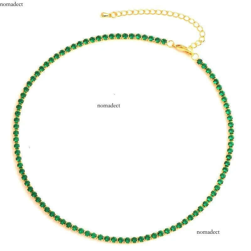 Elegant Emerald Green Cubic Zirconia Chain Necklace Dainty Super Tennis Choker Necklaces Jewelry for Women Donna Collane Hot 46