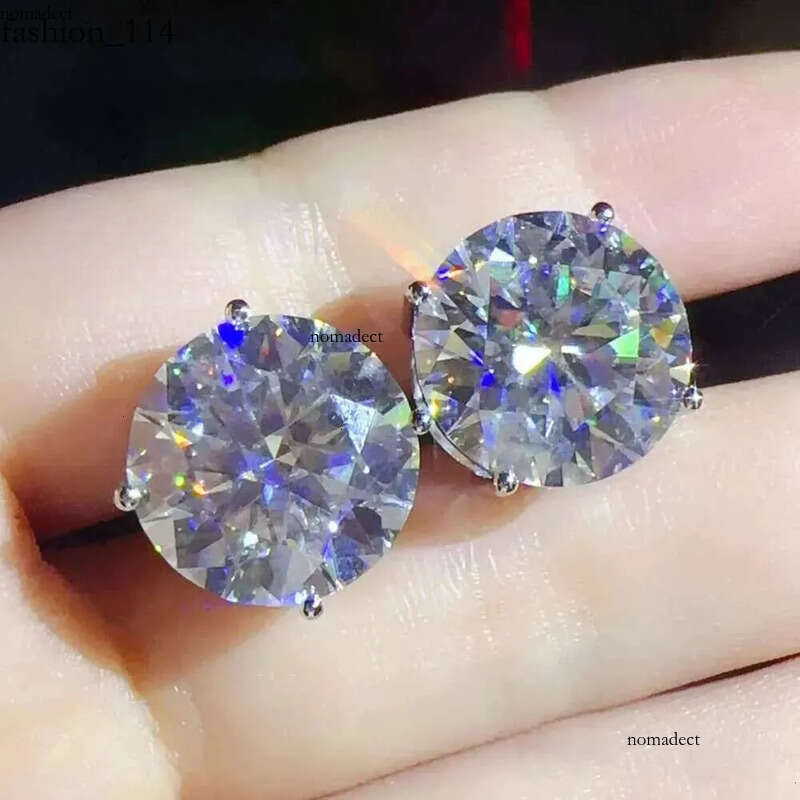 Large Size 4 Claws Ear 3mm-10mm Moissanite Sterg Unisex Lab Dia Stud for Women Men Gift Sier and Rose Gold Earrings 22
