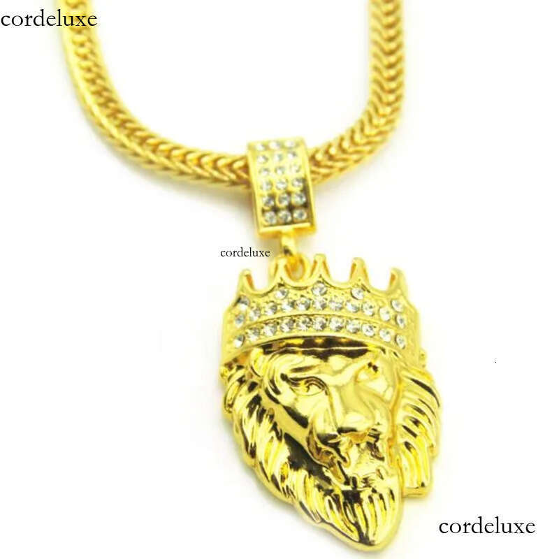 Hot Mens Hip Hop Jewelry Iced Out Plated Fashion Bling Lion Head Pendant Men Necklace Gold Filled For Gift/Present GB1513 34