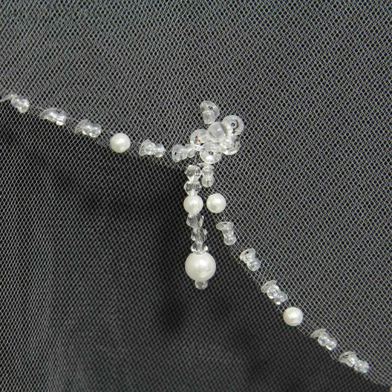 JIERUIZE Bling Beaded Edge Wedding Veils With Comb Two Layer Tulle Short Bridal Veil White Ivory Wedding Accessories 250929