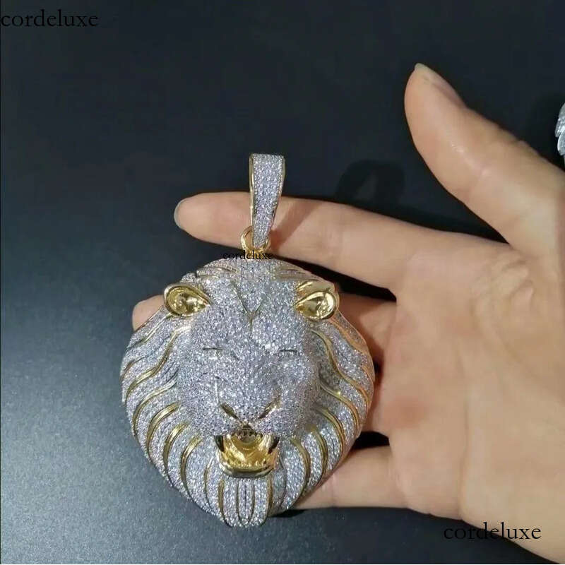 mens jewelry hip hop Iced out pendant designer necklace bling dia cuban link chain big pendants lion animal rapper accessories 0f