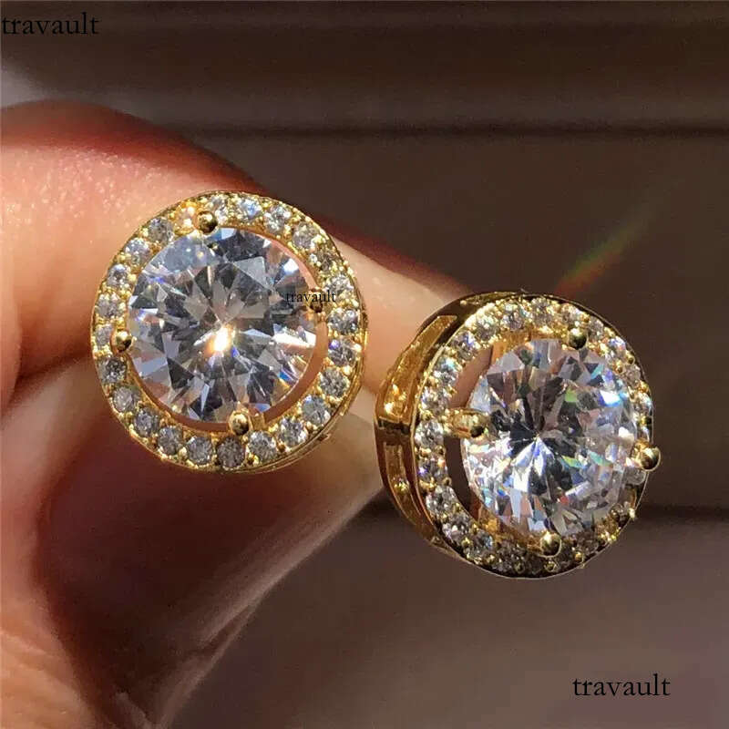 Vecalon New Arrival Best Friends Gold Plated Earings Big Dia for Women White Zircon Earrings 2024
