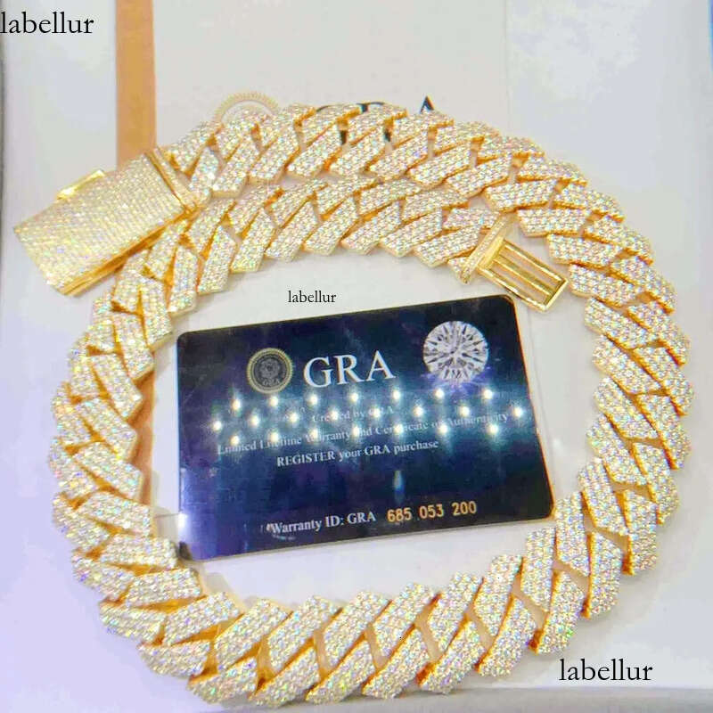 Necklace Moissanite designer sier rose gold iced out pass dia tester pendant Sterling Vvs cuban link chain 0c