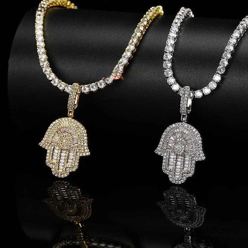 Hip-hop Mossanite Sier Necklace Plated Moissanite Cuban Link Fine Jewelry Charms Chain Pendant a0