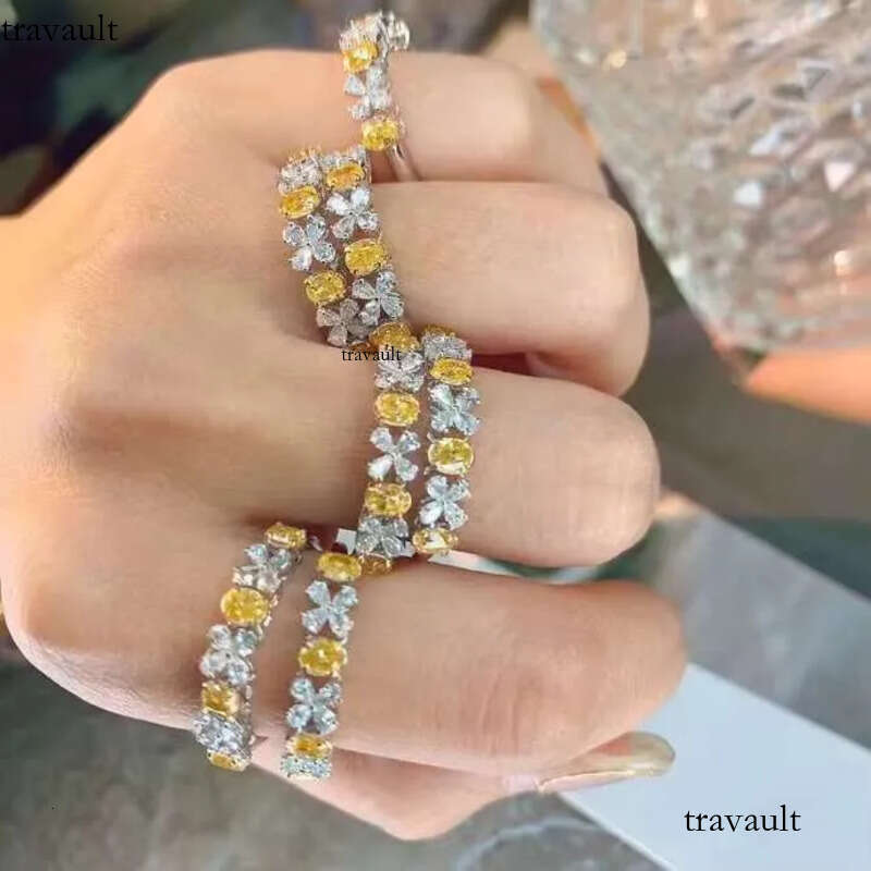 DHCollections Gold Ring with White and Yellow Dia Leaf Design for Women Stacking Wedding Band Jewellery